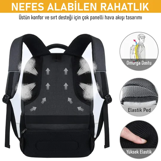 Haegs Laptop Sırt Çantası, Multi Cepli İş Seyahat Çantası, Dizüstü Bilgisayar Sırt Çantası, Suya Dayanıklı, Kolej Bilgisayar Çantası, Kadınlar ve Erkekler İçin Çok Bölmeli Organizer Çanta - Siyah