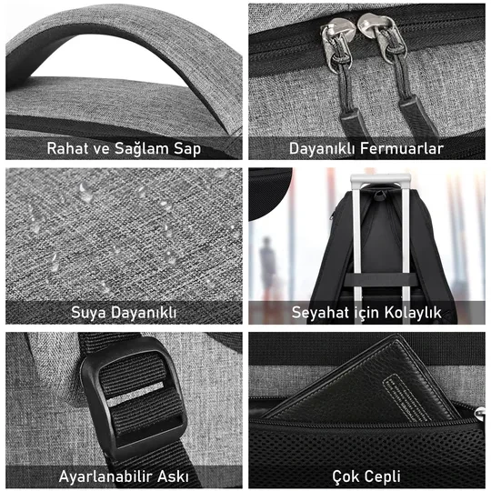 Haegs Laptop Sırt Çantası, Multi Cepli İş Seyahat Çantası, Dizüstü Bilgisayar Sırt Çantası, Suya Dayanıklı, Kolej Bilgisayar Çantası, Kadınlar ve Erkekler İçin Çok Bölmeli Organizer Çanta - Siyah