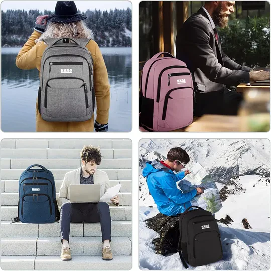 Haegs Laptop Sırt Çantası, Multi Cepli İş Seyahat Çantası, Dizüstü Bilgisayar Sırt Çantası, Suya Dayanıklı, Kolej Bilgisayar Çantası, Kadınlar ve Erkekler İçin Çok Bölmeli Organizer Çanta - Siyah