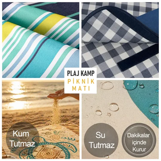 Haegs Piknik Örtüsü, Çanta Kamp Matı, Plaj Matı, Piknik Yer Örtüsü, Seyahat, Kamp, Outdoor, Park Çim Kum Tutmaz, Su Geçirmez, Kullanışlı Çanta Model, Katlanabilir 200x150cm - Etnik Kaplumbağa Bej