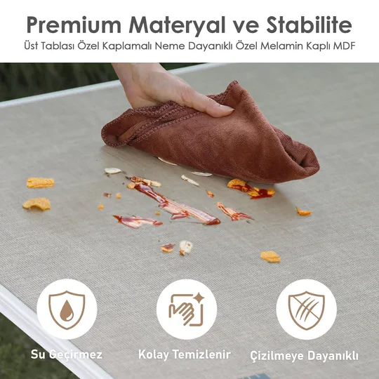 Haegs Saklama Dolaplı Kamp Masası, Outdoor Kamp Mutfağı, Kamp Dolabı, Katlanabilir Kamp Piknik Masası, Seyahat Mutfağı, Mutfak Dolabı, Depolama bölmeli, Dış Mekan Mutfağı 90-50cm- Mermer Desenli