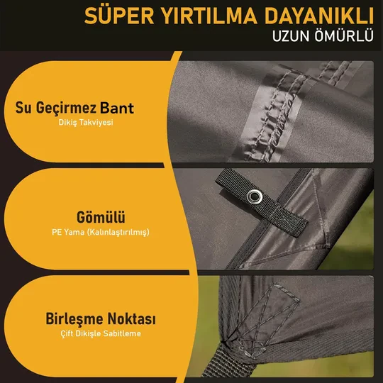 Haegs Su Geçirmez Tarp Tente Gölgelik Örtü, 4 Mevsim Taşınabilir Örtü Branda Çok İşlevli Outdoor Açık Hava Kamp Seyahat Tente Branda Barınak Yağmurluk, Güneşlik Karavan Yan Gölgelik Çadır 300x300 cm Koyu Mavi