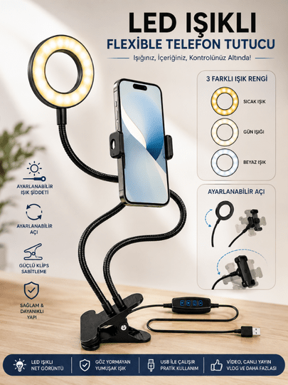 Led Ring Light Youtuber Light Stüdyo Işığı Akrobat Selfie Led Masa Lambası 4 in 1 Set