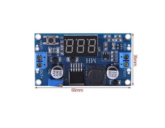 LED Voltmetreli LM2596 3A DC-DC Ayarlanabilir Voltaj Düşürücü