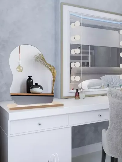 Makyaj Aynası Estetik Ahşap Makeup Mirror