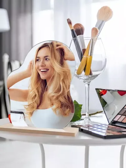 Makyaj Aynası Estetik Ahşap Makeup Mirror