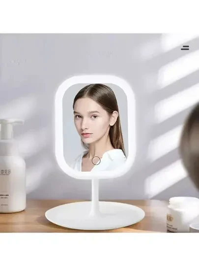 Masaüstü Dokunmatik Makyaj Aynası Led Işıklı Beyaz Renk Make Up Mirror 3 Modlu Standlı