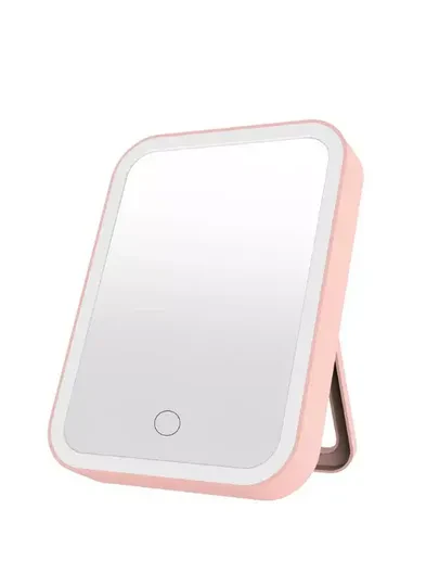 Masaüstü Dokunmatik Makyaj Aynası Led Işıklı Pembe Renk Make Up Mirror