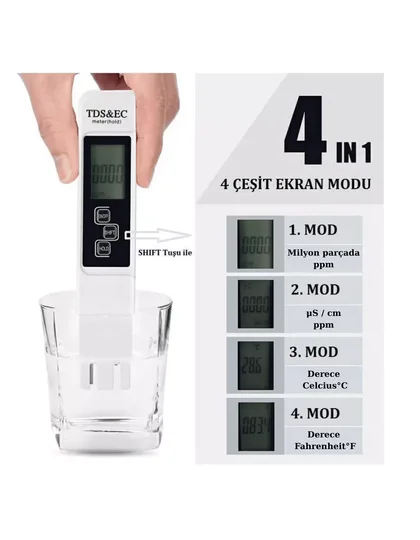 Multifonksiyonel Tds Iletkenlik Ölçer Ec Metre Yeni Model
