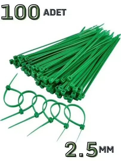 Plastik Kablo Bağı - Açık Yeşil - 2,5mmx100mm-cırt Kelepçe (100 Adet)