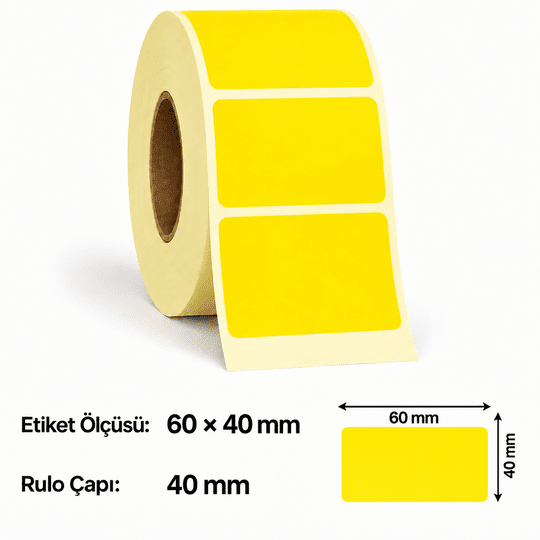 Poswell 60mm x 40mm Sarı Termal Eczane Etiketi 1000 Adet