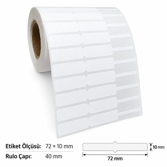Poswell 72 mm x 10 mm  PP Termal Askılı Etiket 1.250 Adet