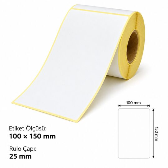 Poswell Termal Etiket 100 X 150Mm Tek Sıra 250'Li