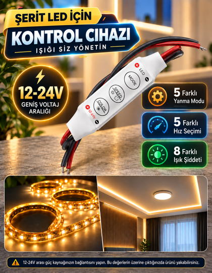Şerit Led Dimmer Kontrol Devresi Modül 12V 24V