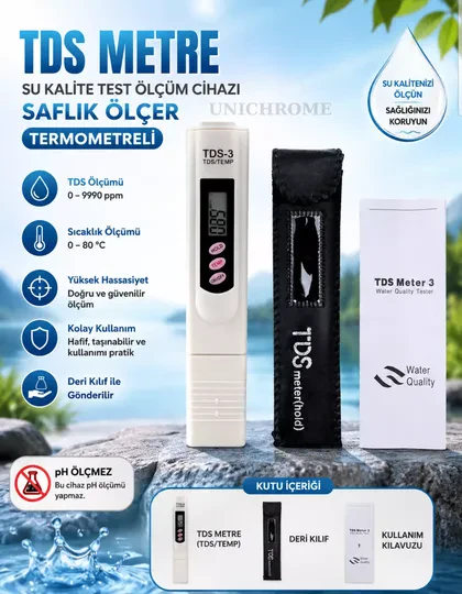TDS Metre Su Kalite Test Ölçüm Cihazı Saflık Ölçer Pil + Kılıf