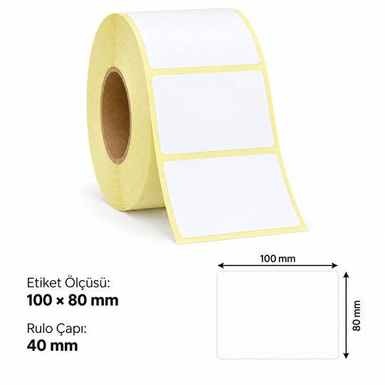 Poswell Termal Etiket 100 X 80Mm 500 Adet