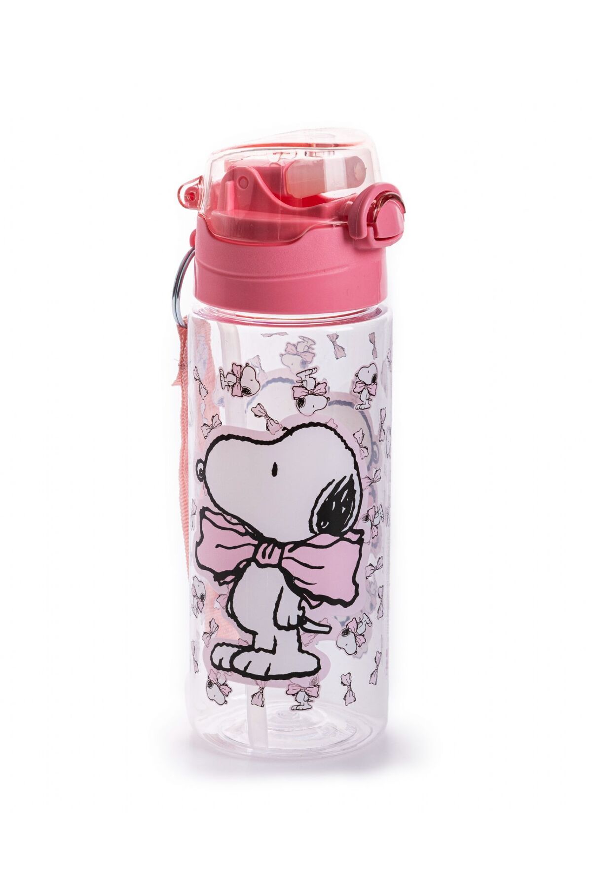 Snoopy Kız Çocuk 500 ml Sİlikon Pipetli Okul Suluğu / Matarası