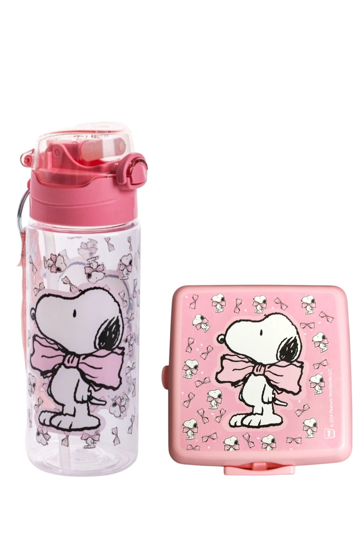 Snoopy Kız Çocuk Lisanslı 500 ml Matara Ve Dört Bölmeli Beslenme Kabı Seti DDCQ248851