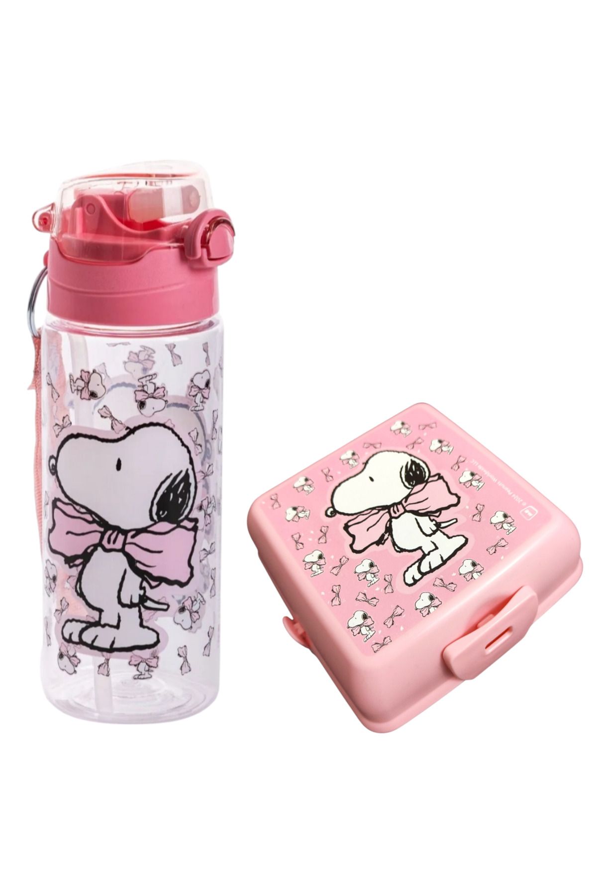 Snoopy Kız Çocuk Lisanslı 500 ml Matara Ve Dört Bölmeli Beslenme Kabı Seti DDCQ248851