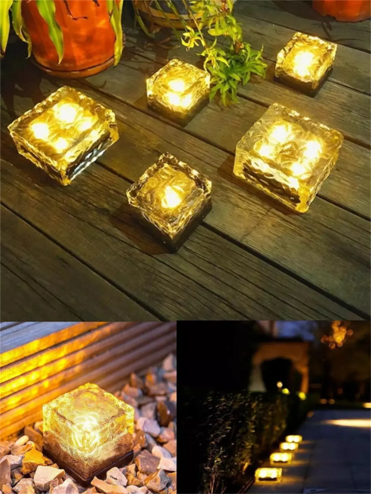 Solar Güneş Enerji Buz Cam Zemin Aydınlatma Dekoratif Bahçe Gün Işığı 4Ledli Lamba