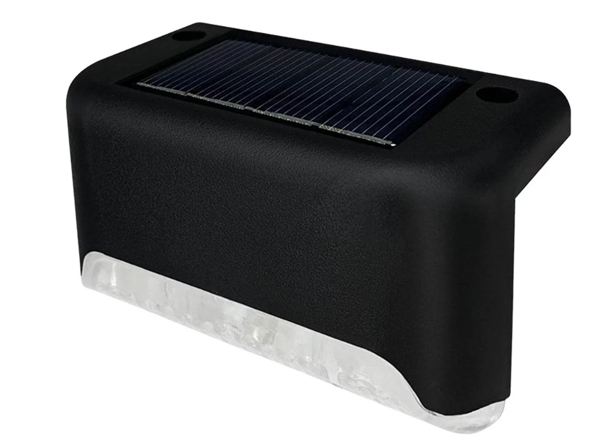 Solar Güneş Enerjili Şarj Edilen Köşebent Merdiven Veranda Bahçe Led Lamba Siyah