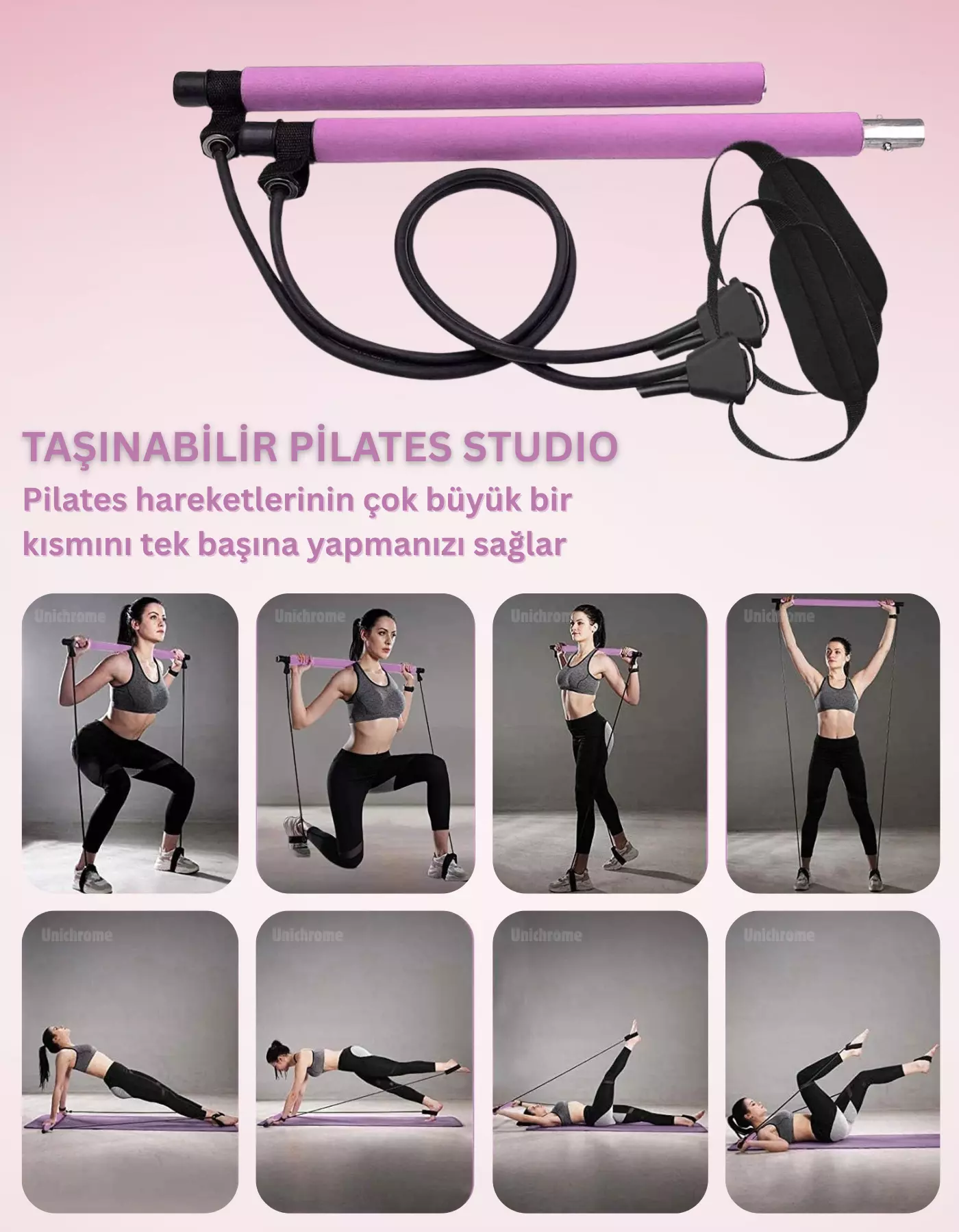 Squat Pilates Jimnastik Egzersiz Çubuğu Portable Studio Squat Barı
