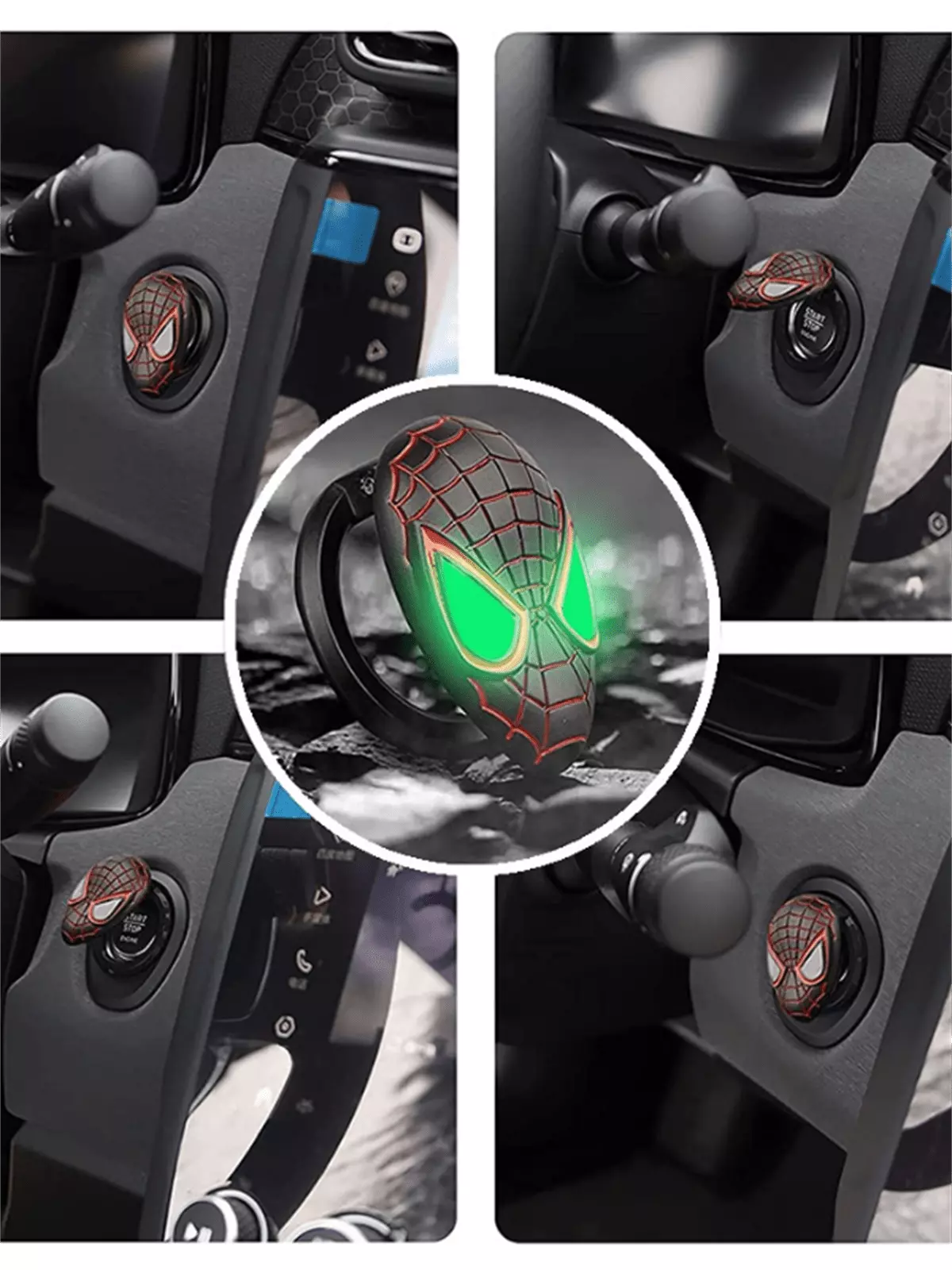 Start Stop Çerçevesi Koruyucu Kapak Metal Spiderman Siyah