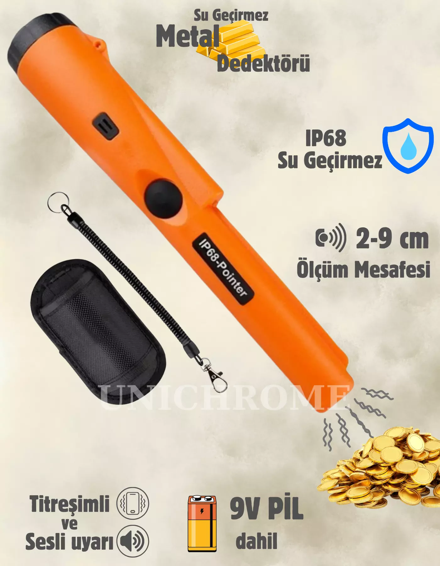 Su Geçirmez El Tipi IP68 Altın Metal Dedektörü Hazine Define Av
