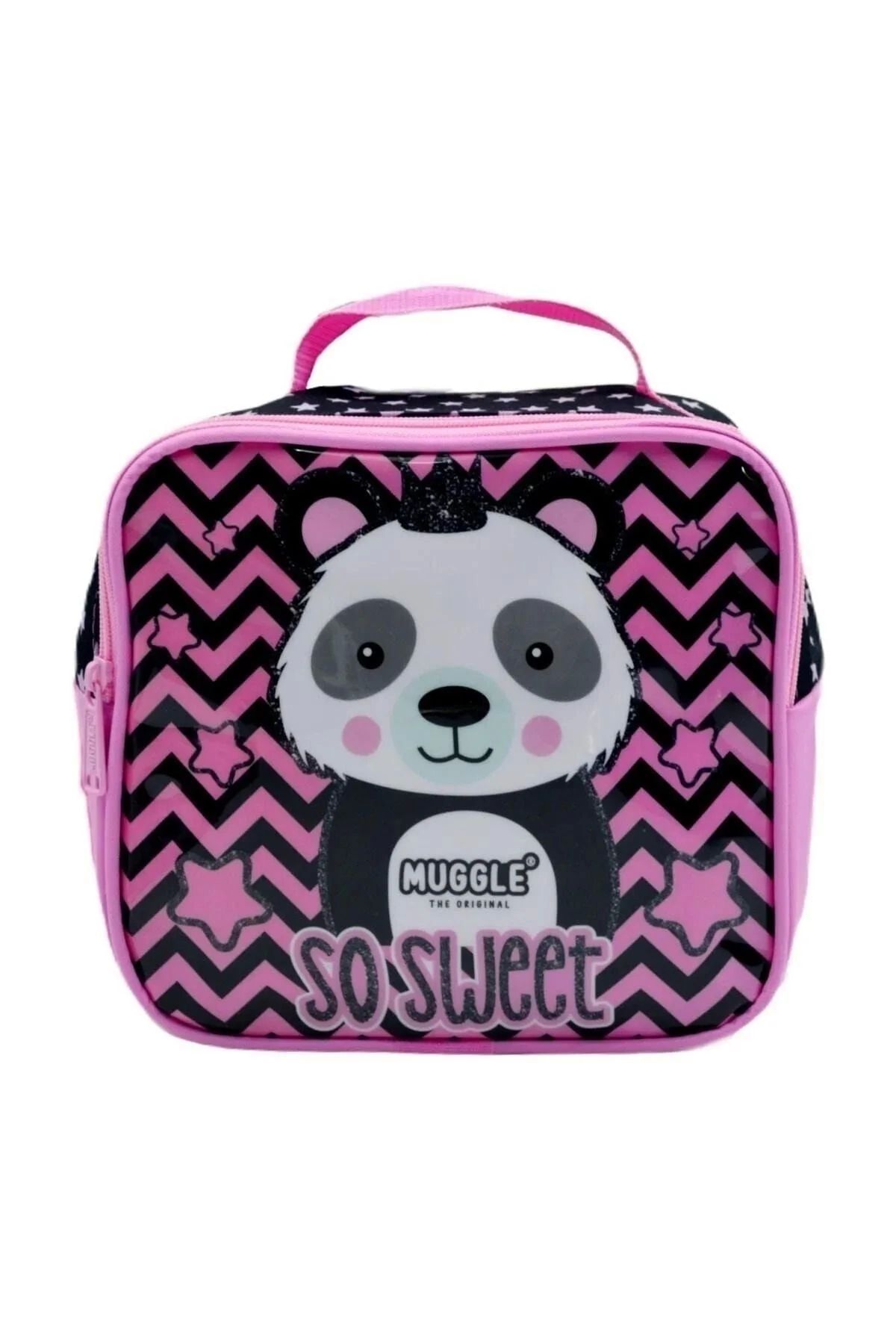 Termoslu Panda Siyah Beslenme Çantası (MU-7334)