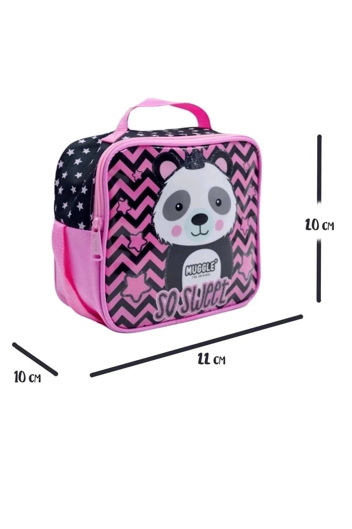 Termoslu Panda Siyah Beslenme Çantası (MU-7334)