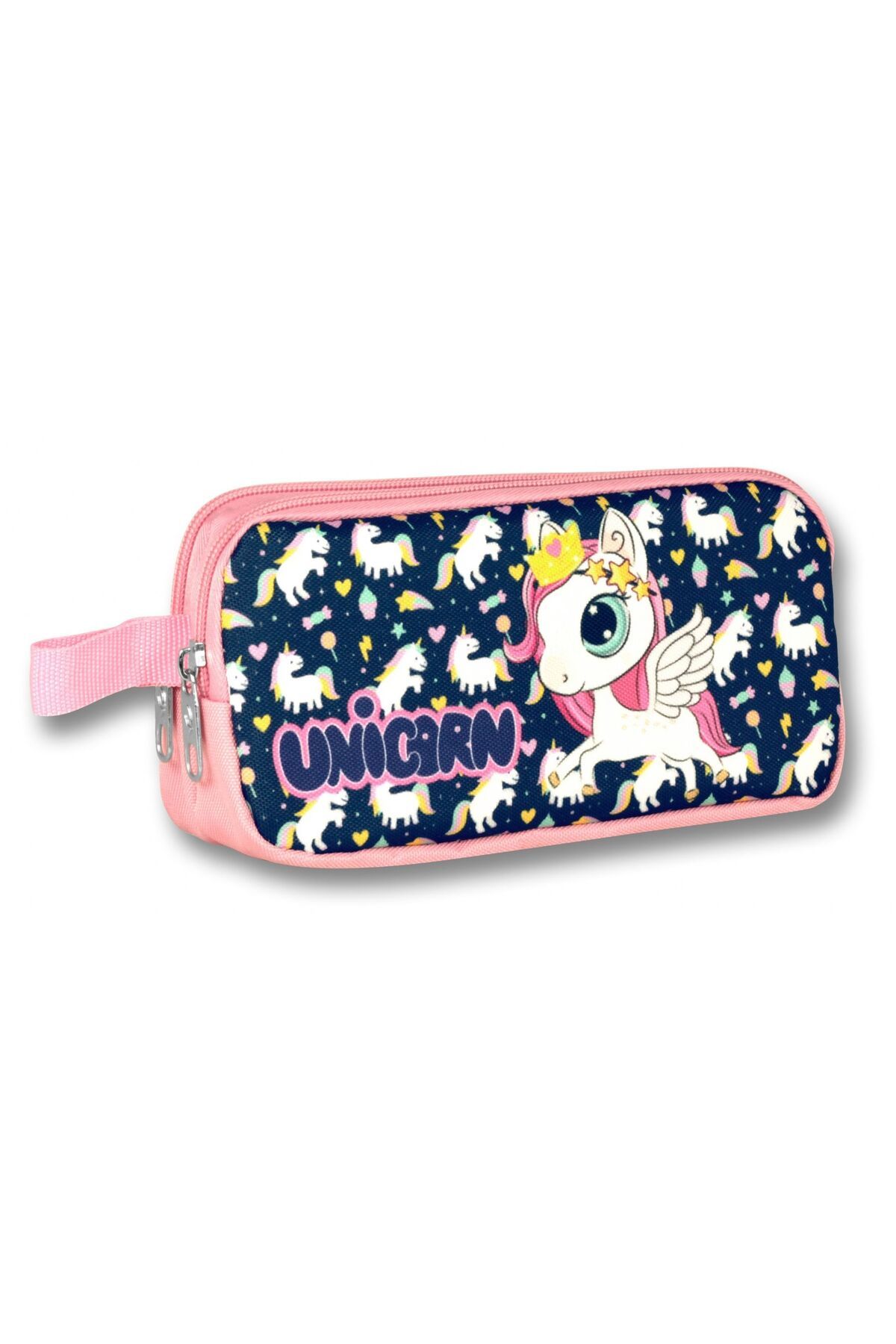 Ümit Çanta Cennec Pembe-Lacivert Sevimli Unicorn Kız Çocuk Kalemlik