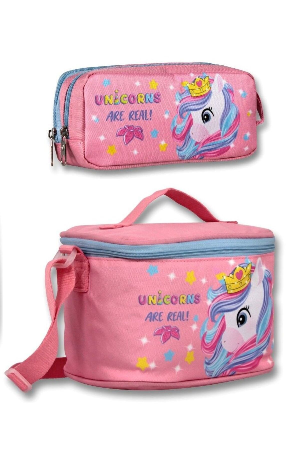 Ümit Çanta Kız Çocuk Yalıtımlı Beslenme Çantası ve Kalemlik Seti - Pembe Unicorn