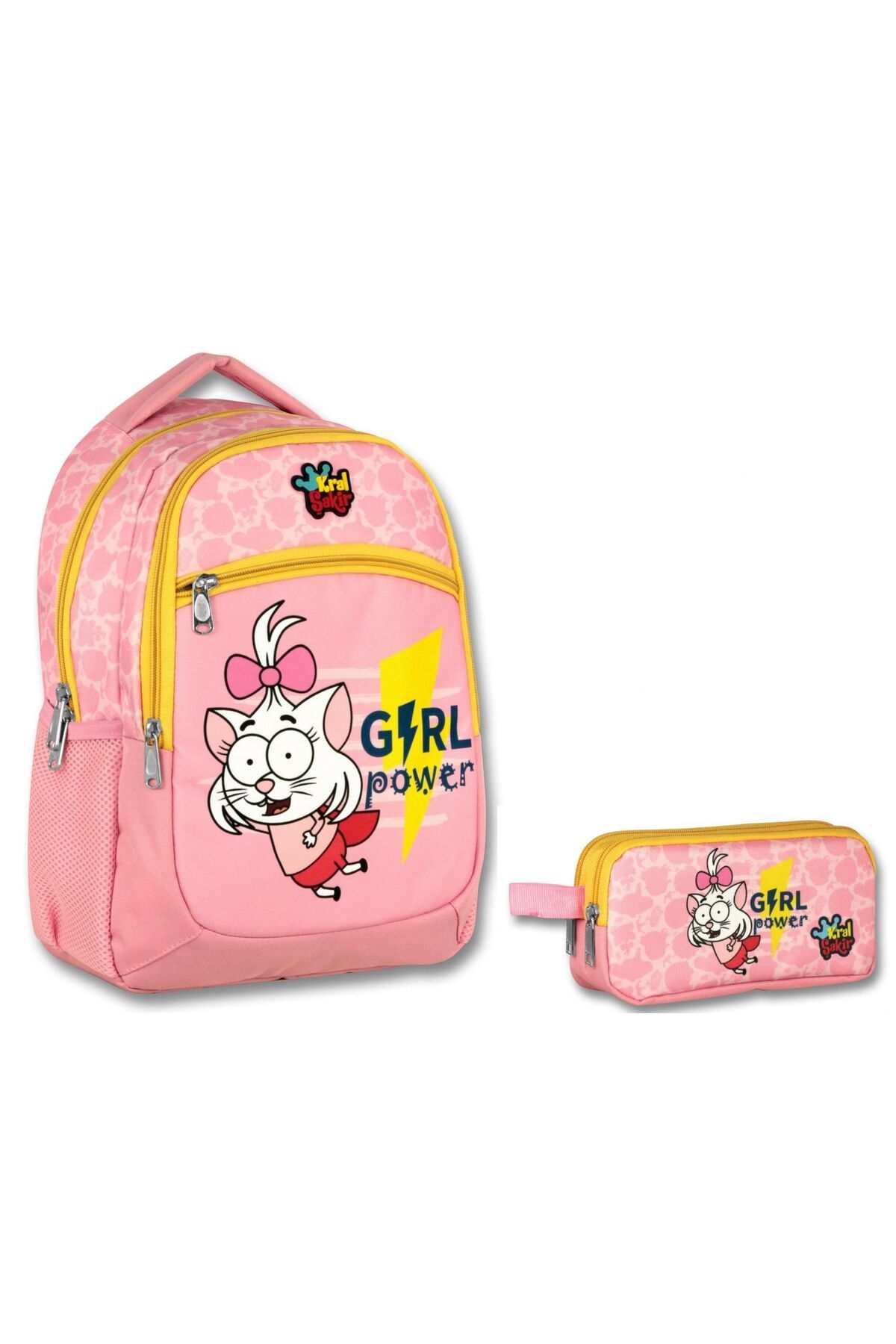 Ümit Çanta Kral Şakir Girl Power Kız Çocuk İlkokul Çantası ve Kalem Çantası İkili Set