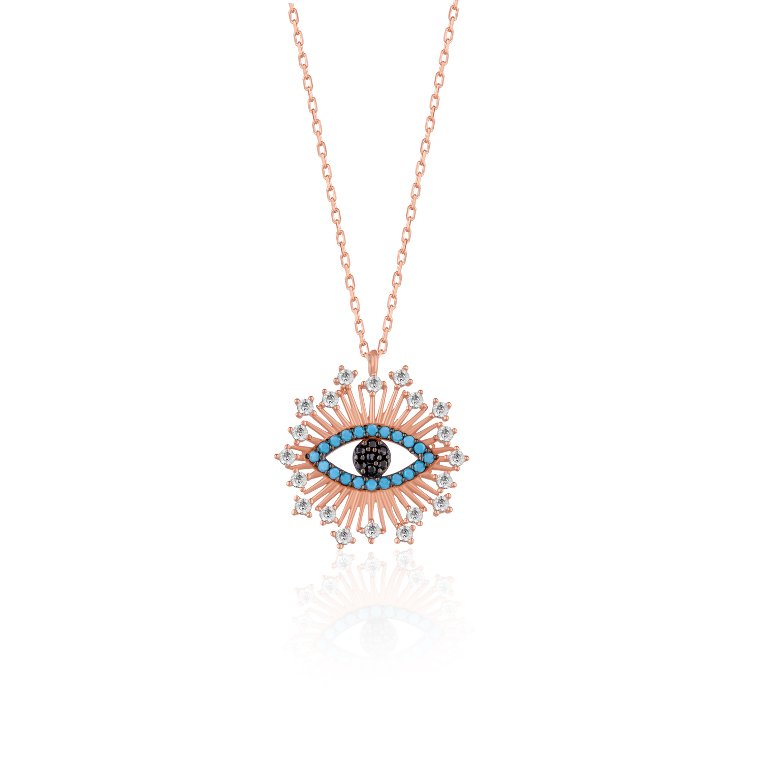 Lemidya Mavi Göz Gümüş Kolye Rose Gold