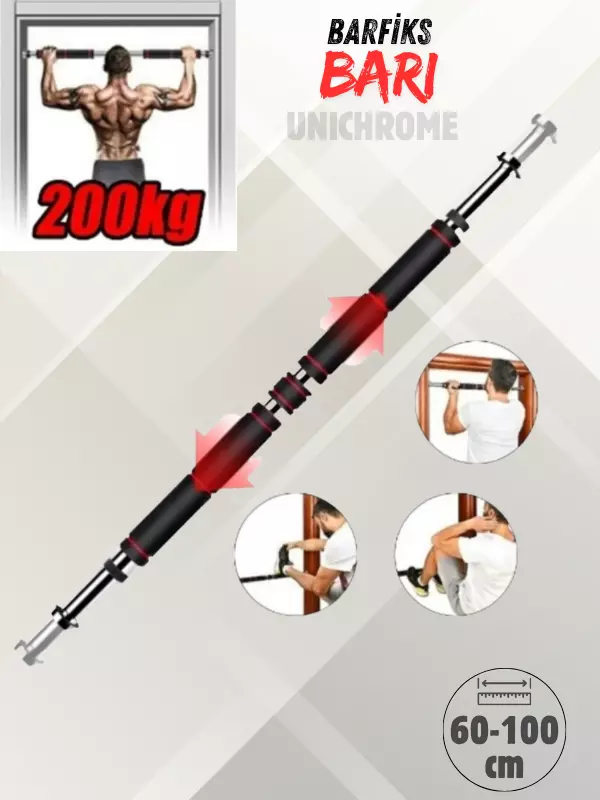 Uzun Barfiks Çubuğu 60-100 Cm Çift Süngerli Ayarlanabilir Barfiks Çekme Demiri Barfiks Aleti
