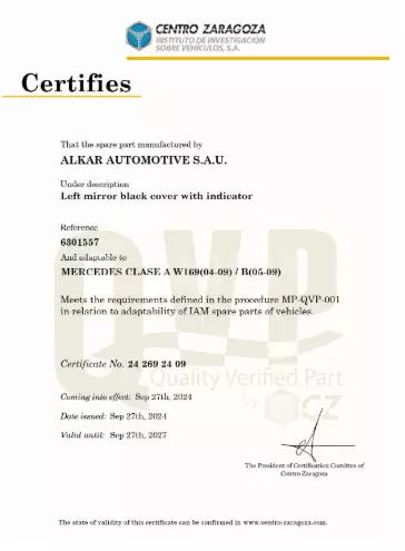 MercedesBenz W169 Sol (L)Ayna Camı 04-12 ALKAR
