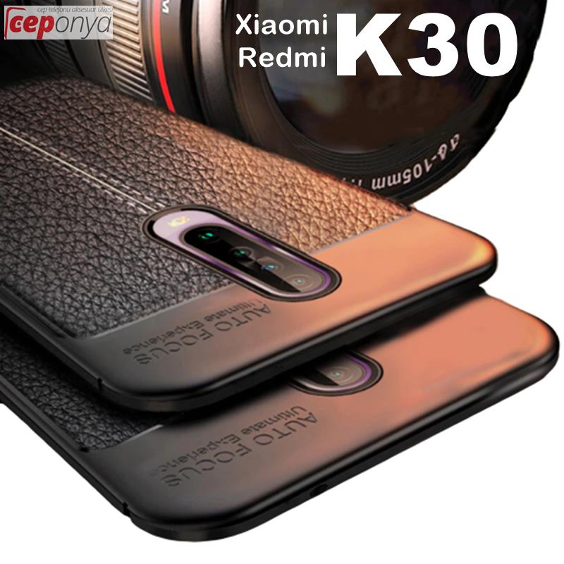 Xiaom Redmi K30 Deri Desenli Kamera Korumalı Silikon Kılıf