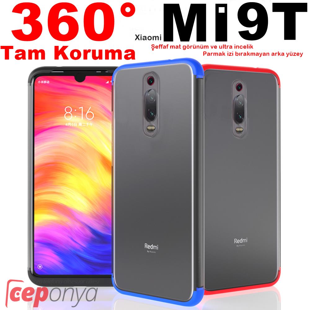 Xiaomi Mi 9T Kamera Korumalı Şeffaf 360 Koruma Kılıf