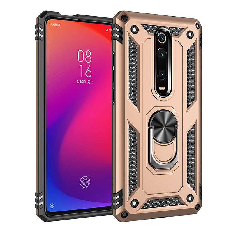 Xiaomi Mi 9T Yüzüklü Standlı Vega Armor Silikon Zırh Kılıf