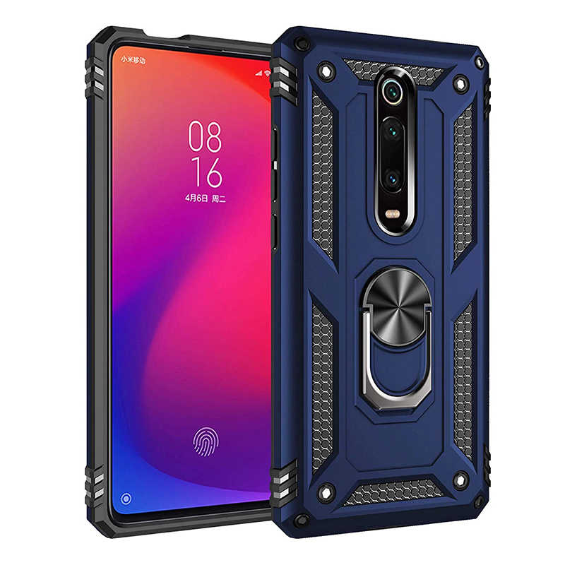 Xiaomi Mi 9T Yüzüklü Standlı Vega Armor Silikon Zırh Kılıf