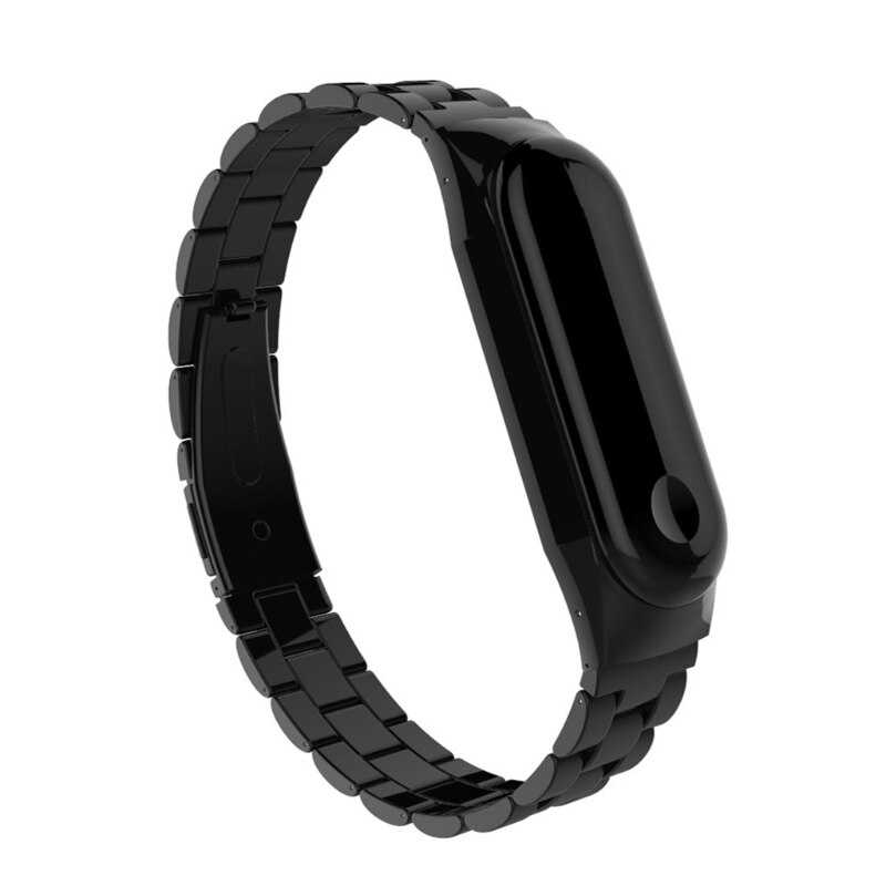 Xiaomi Mi Band 3-4 Katlamalı Tasarım 3 Kademeli Metal Kordon