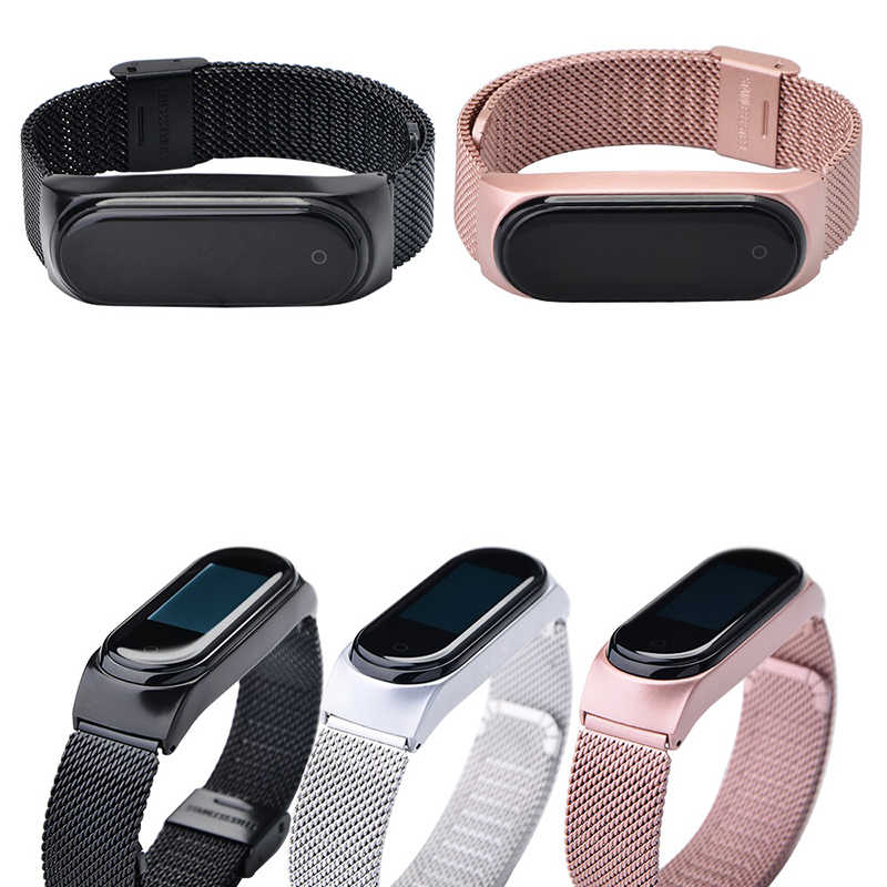 Xiaomi Mi Band 3-4 Metal Tel Örgü İşlemeli 16 Kademe Şık Kordon