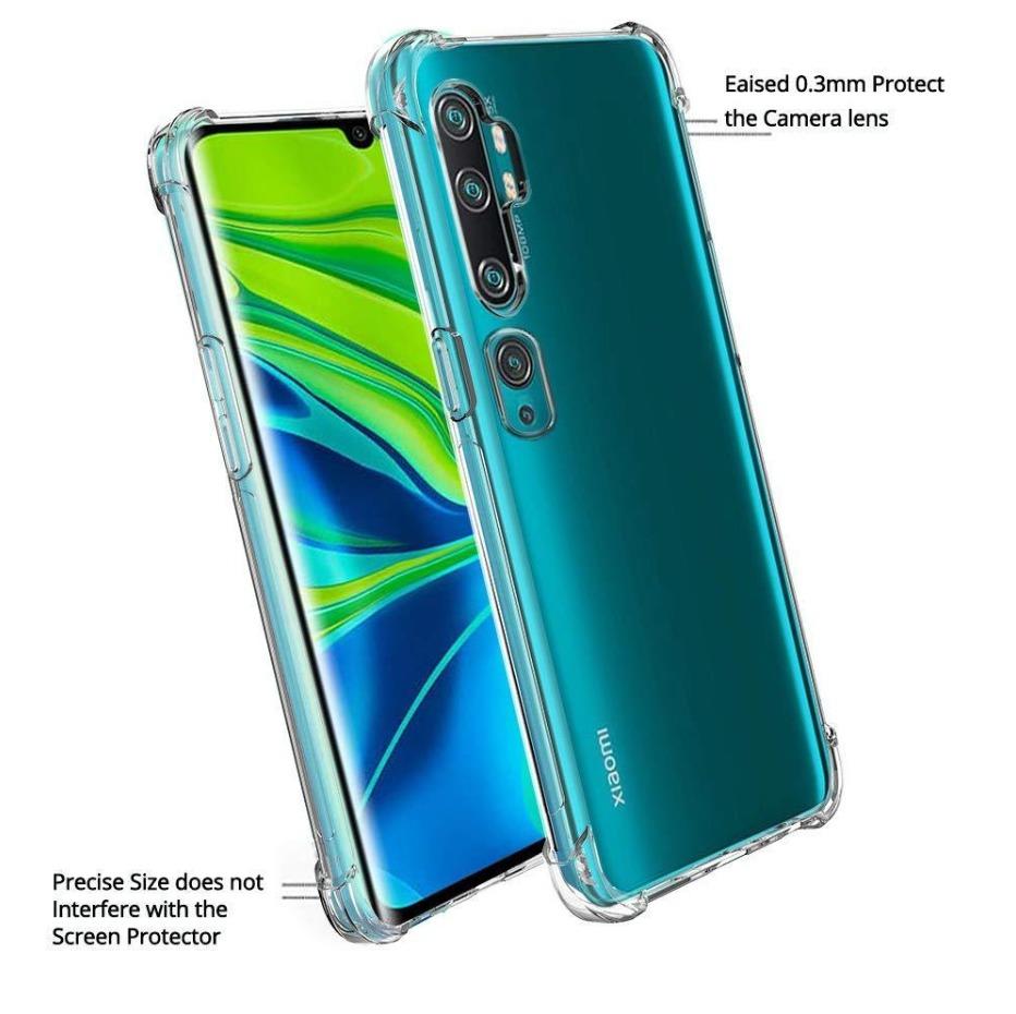 Xiaomi Mi Note 10 Köşeleri Airbagli Tamamen Şeffaf Antişok Kılıf