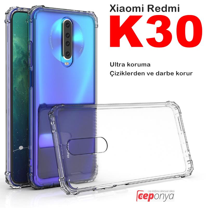 Xiaomi Redmi K30 Köşeleri Airbagli Tamamen Şeffaf Anti Şok Kılıf