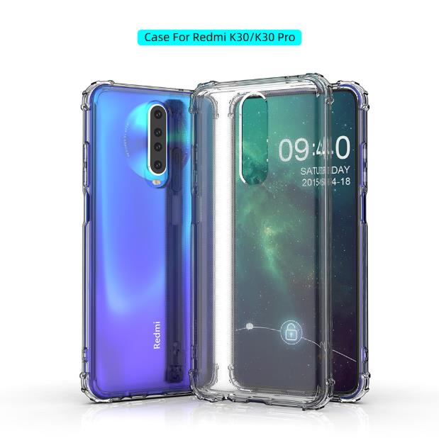 Xiaomi Redmi K30 Köşeleri Airbagli Tamamen Şeffaf Anti Şok Kılıf
