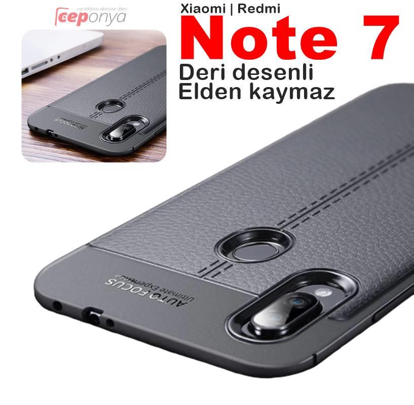 Xiaomi Redmi Note 7 Kamera Korumalı Deri Desenli Kaliteli Kılıf