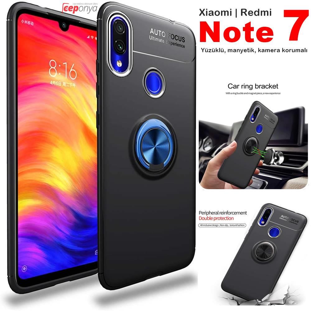 Xiaomi Redmi Note 7 Stantlı Yüzüklü Manyetik Kaliteli Kılıf