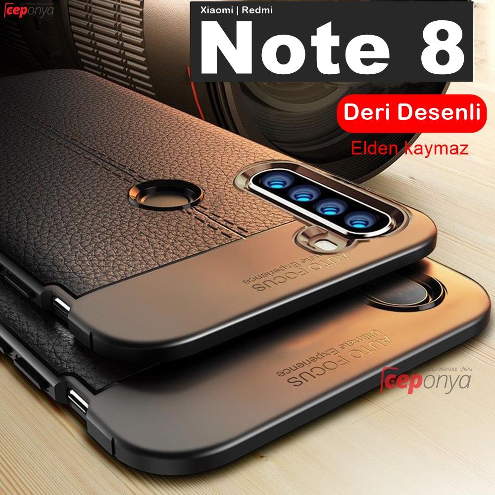 Xiaomi Redmi Note 8 Kamera Korumalı Deri Desenli Kaliteli Kılıf