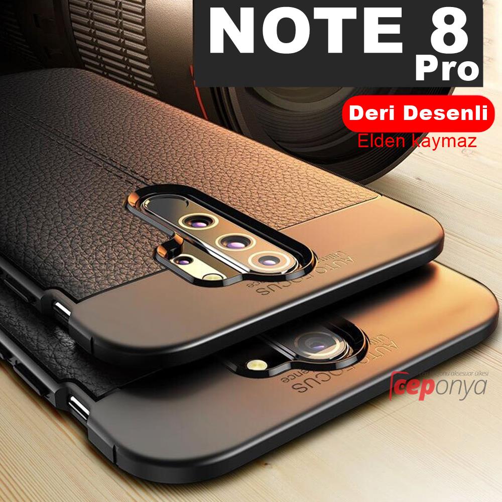 Xiaomi Redmi Note 8 Pro Kamera Korumalı Deri Görünümlü Kılıf