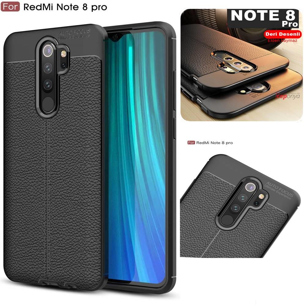 Xiaomi Redmi Note 8 Pro Kamera Korumalı Deri Görünümlü Kılıf